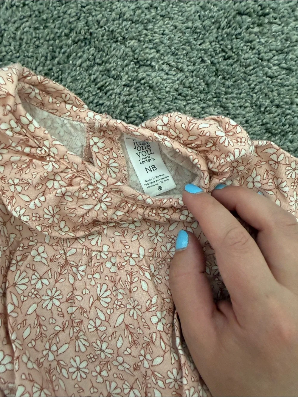 Carter's Pink Floral Ruffle-Neck One-Piece Bodysuit